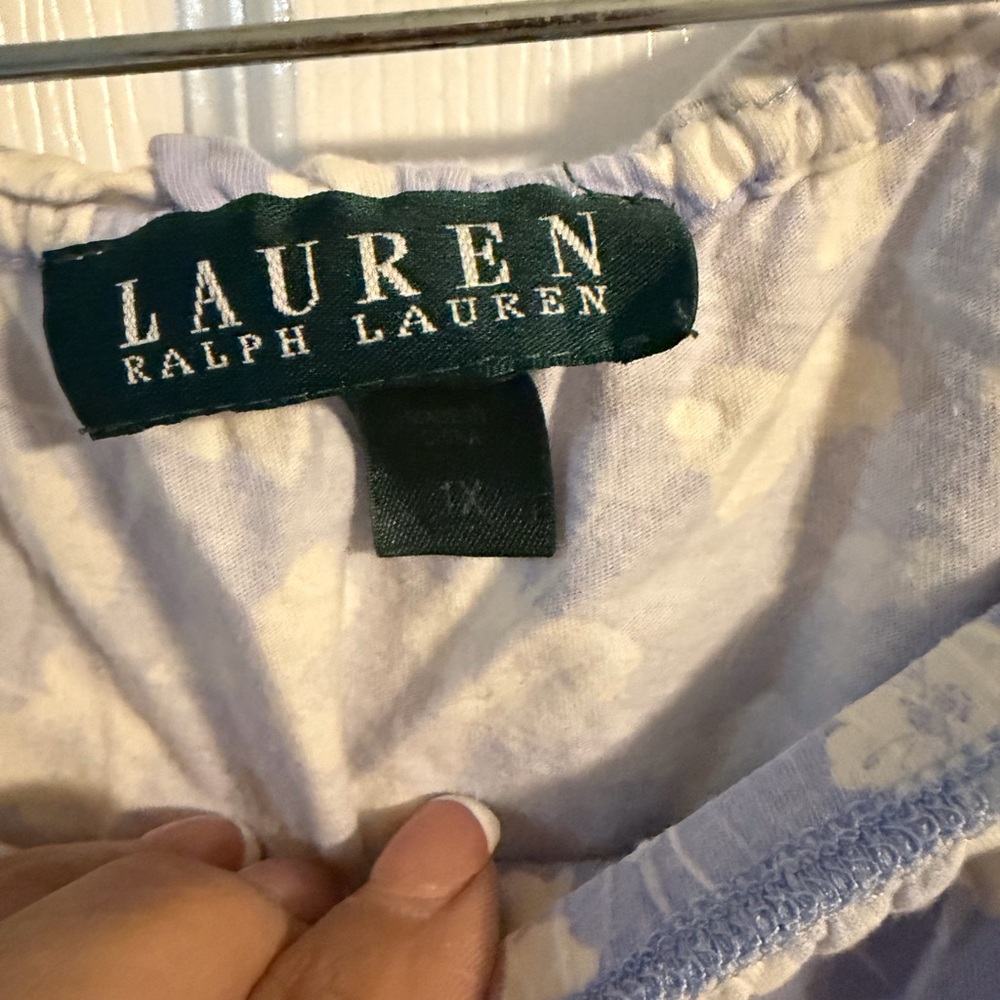 Lauren Ralph Lauren Light Blue Floral Pajama Top - Picture 5 of 6